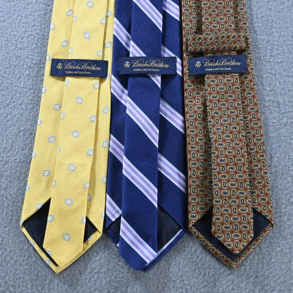 Brooks Brothers Mens Makers and Merchants Silk Tie Lot 3 OS Multi Color Pattern